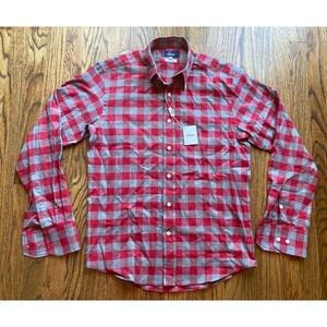 NWT ARNAU Barcelona Shirt Mens Small Long Sleeve Button Plaid Red Cotton $175